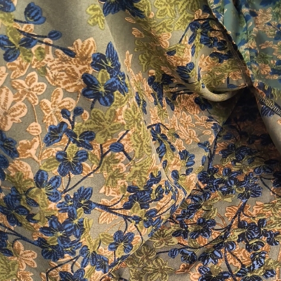 Shein Women's Green/Blue Floral Long Sleeve Elastic Waist Dress Size 4 - Picture 9 of 12